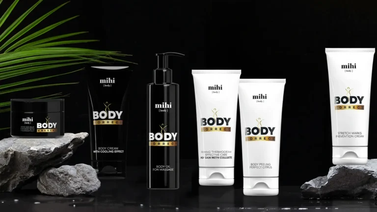 Le SET Sculpteur de votre corps de la gamme Body Correct Mihi Care, comprenant le gommage, la boue, la crème et l'huile.